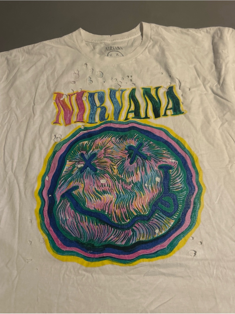 Nirvana White Graphic Smile Tee